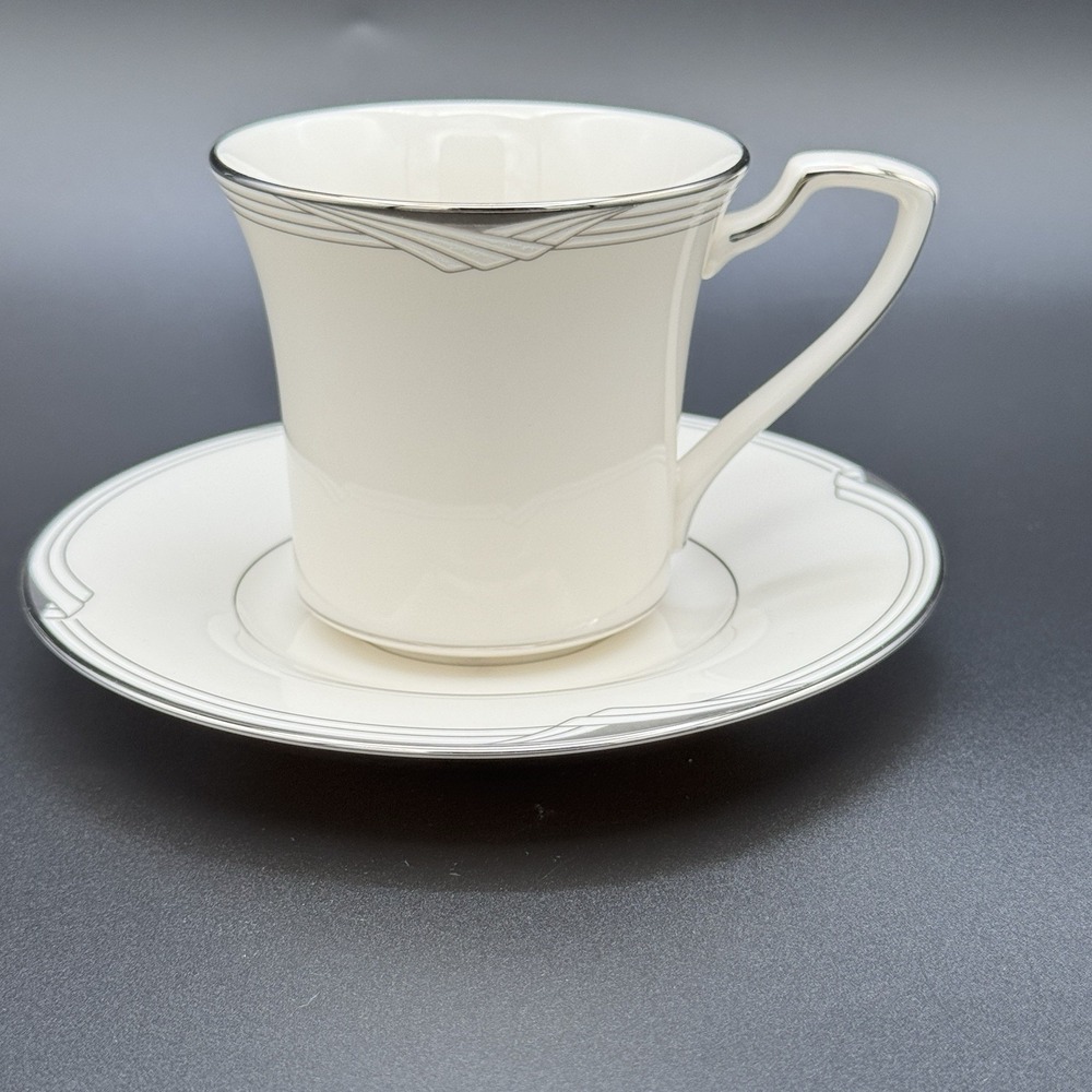 Noritake‎ Sterling Cove Teacup and Saucer Model 7720 Silver Trim Replacement